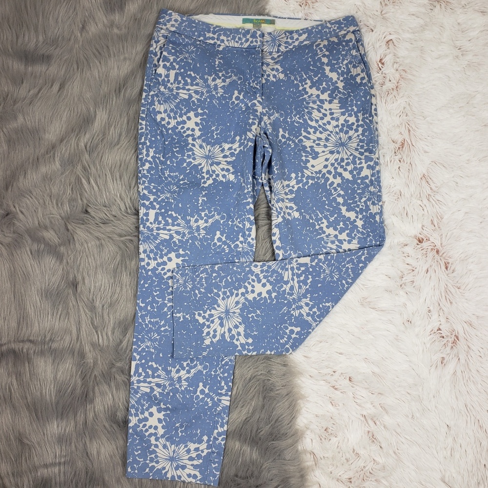 BODEN Blue White Floral Skimmer Pants